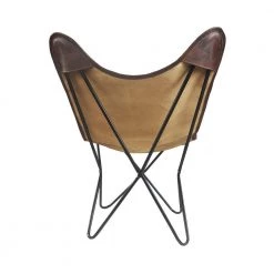 Floral Canvas Leather Blue / White Butterfly Chair by LR Home -Cheap LR Home Store blue white lr home accent chairs chair35010mlt262b 4f 1000