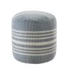 Simple Stripe Blue / White 20 in. Indoor Outdoor Pouf by LR Home -Cheap LR Home Store blue white lr home ottomans poufs34016blu1818 64 1000