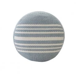Simple Stripe Blue / White 20 in. Indoor Outdoor Pouf by LR Home -Cheap LR Home Store blue white lr home ottomans poufs34016blu1818 c3 1000