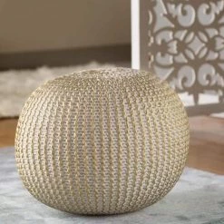 Bone and Gold Indoor Ottoman by LR Home -Cheap LR Home Store bone gold lr home ottomans poufs08125bng1814 1f 1000
