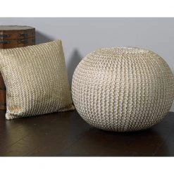 Bone and Gold Indoor Ottoman by LR Home -Cheap LR Home Store bone gold lr home ottomans poufs08125bng1814 4f 1000