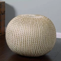 Bone and Gold Indoor Ottoman by LR Home -Cheap LR Home Store bone gold lr home ottomans poufs08125bng1814 77 1000