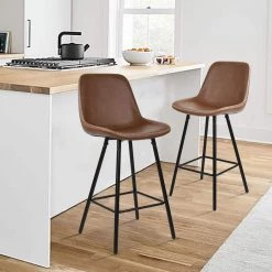 Edmund Vintage Brown Faux Leather 39.3 in. H Counter Bar Stool (Set of 2) by Elevens 17 Edmund Vintage Brown Faux Leather 39.3 in. H Counter Bar Stool (Set of 2) by Elevens -Cheap LR Home Store brown elevens bar stools edmund midbar vtg 31 1000