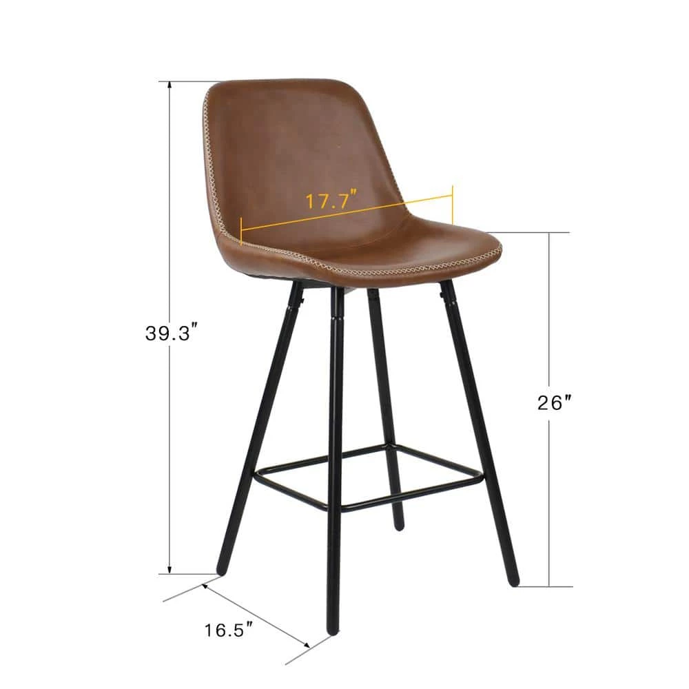 Edmund Vintage Brown Faux Leather 39.3 in. H Counter Bar Stool (Set of 2) by Elevens 7 Edmund Vintage Brown Faux Leather 39.3 in. H Counter Bar Stool (Set of 2) by Elevens - Image 5
