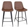 Edmund Vintage Brown Faux Leather 39.3 in. H Counter Bar Stool (Set of 2) by Elevens -Cheap LR Home Store brown elevens bar stools edmund midbar vtg 64 1000