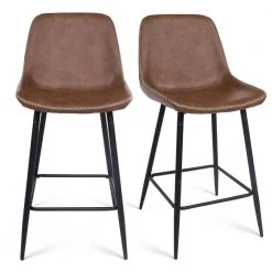 Cheap LR Home Store 27 Edmund Vintage Brown Faux Leather 39.3 in. H Counter Bar Stool (Set of 2) by Elevens