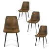Faux Leather Brown Upholstered Side Chair ( Set of 4) by Elevens -Cheap LR Home Store brown elevens dining chairs bingo suede 64 1000