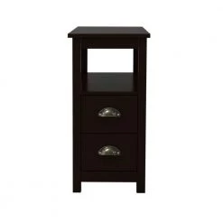 Brown Modern Wooden Space-Saving Rectangular End Table with 2-Drawers and Open Shelf by HOMEFUN 13 Brown Modern Wooden Space-Saving Rectangular End Table with 2-Drawers and Open Shelf by HOMEFUN -Cheap LR Home Store brown homefun end side tables hfhdsn 026br 4f 1000