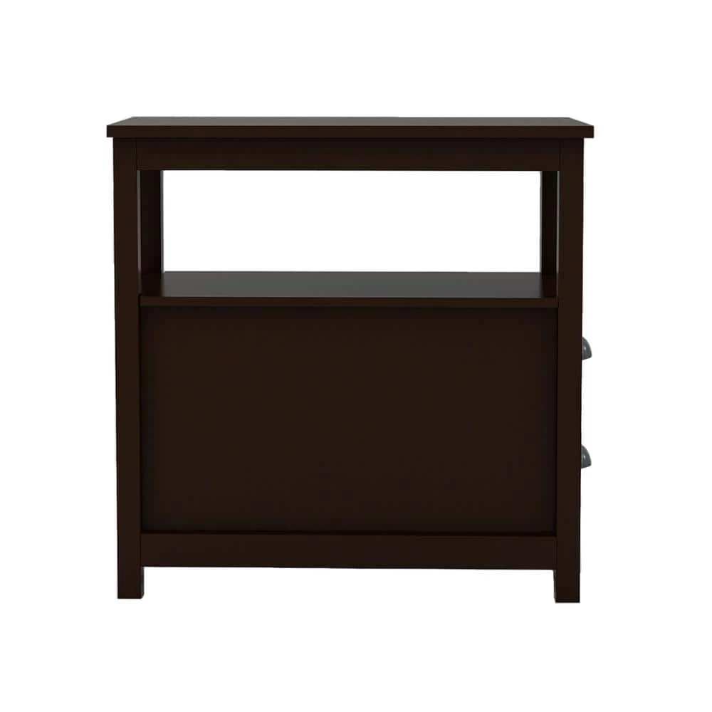 Brown Modern Wooden Space-Saving Rectangular End Table with 2-Drawers and Open Shelf by HOMEFUN 4 Brown Modern Wooden Space-Saving Rectangular End Table with 2-Drawers and Open Shelf by HOMEFUN - Image 2
