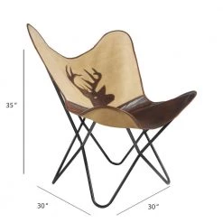 Canvas Brown / Ivory Leather Butterfly Chair by LR Home 20 Canvas Brown / Ivory Leather Butterfly Chair by LR Home -Cheap LR Home Store brown ivory lr home accent chairs chair35008brl262b 1f 1000