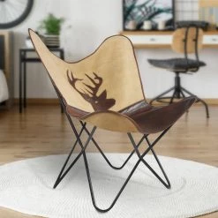 Canvas Brown / Ivory Leather Butterfly Chair by LR Home 25 Canvas Brown / Ivory Leather Butterfly Chair by LR Home -Cheap LR Home Store brown ivory lr home accent chairs chair35008brl262b 31 1000