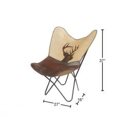 Canvas Brown / Ivory Leather Butterfly Chair by LR Home 16 Canvas Brown / Ivory Leather Butterfly Chair by LR Home -Cheap LR Home Store brown ivory lr home accent chairs chair35008brl262b 40 1000