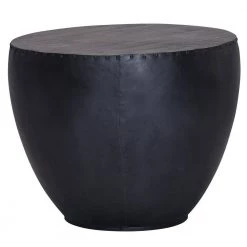 Modern Brown 26 in. Dia x 20 in. H Iron and Solid Wood Handmade Round Drum Side End Table by LR Home -Cheap LR Home Store brown lr home end side tables 3206a4184d9348 4f 1000