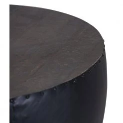 Modern Brown 26 in. Dia x 20 in. H Iron and Solid Wood Handmade Round Drum Side End Table by LR Home -Cheap LR Home Store brown lr home end side tables 3206a4184d9348 e1 1000