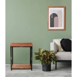 Modern Brown 20 in. L x 20 in. W x 24 in. H Iron and Solid Wood Handmade Square Side End Table by LR Home -Cheap LR Home Store brown lr home end side tables 7889a5184d9348 31 1000