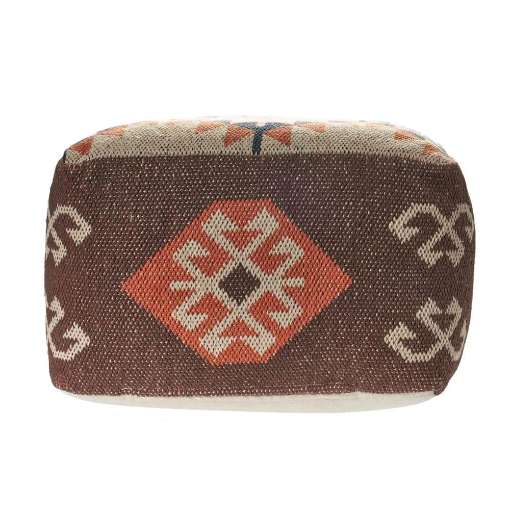 Southwest Brown Orange Western Pouf by LR Home 7 Southwest Brown Orange Western Pouf by LR Home - Image 5