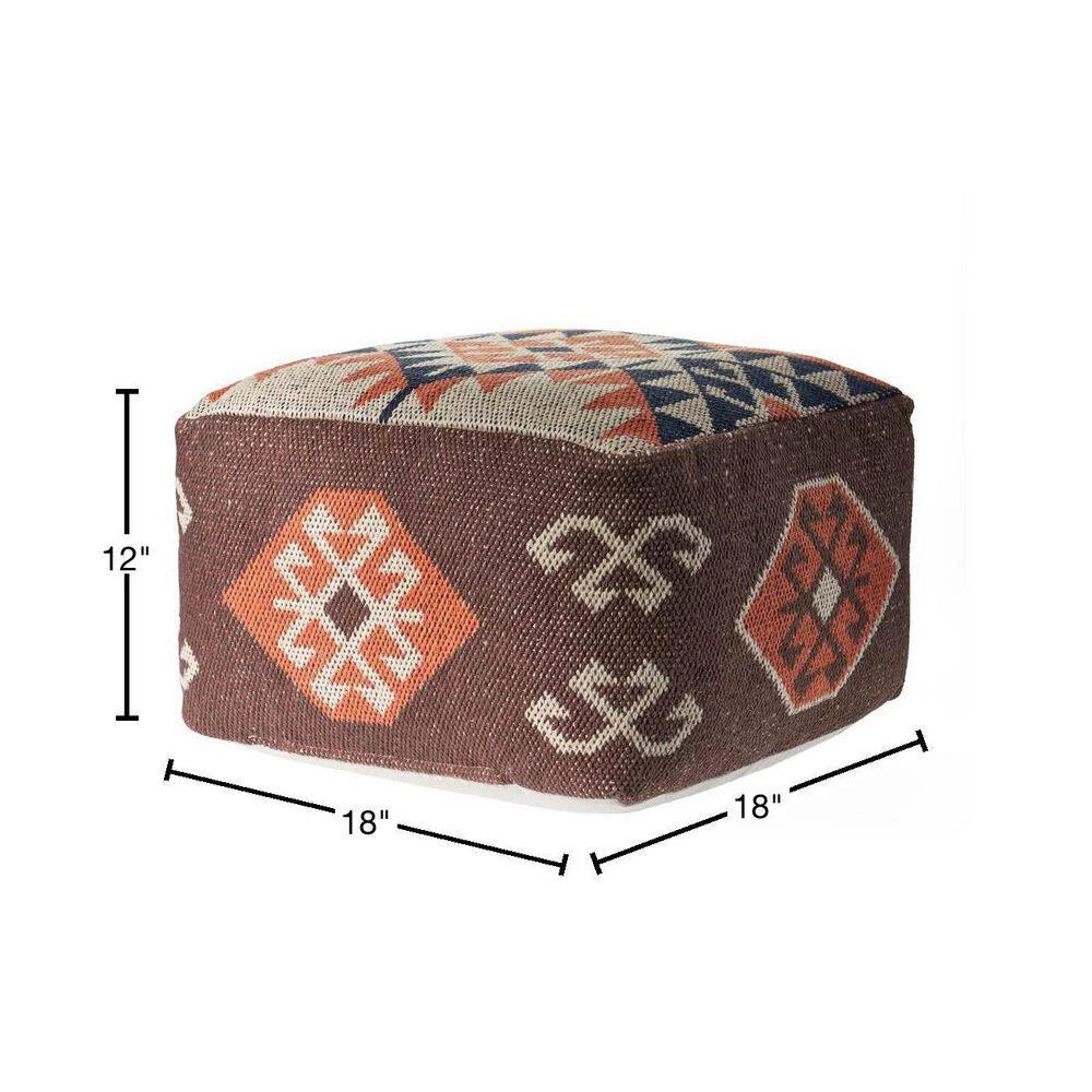 Southwest Brown Orange Western Pouf by LR Home 4 Southwest Brown Orange Western Pouf by LR Home - Image 2