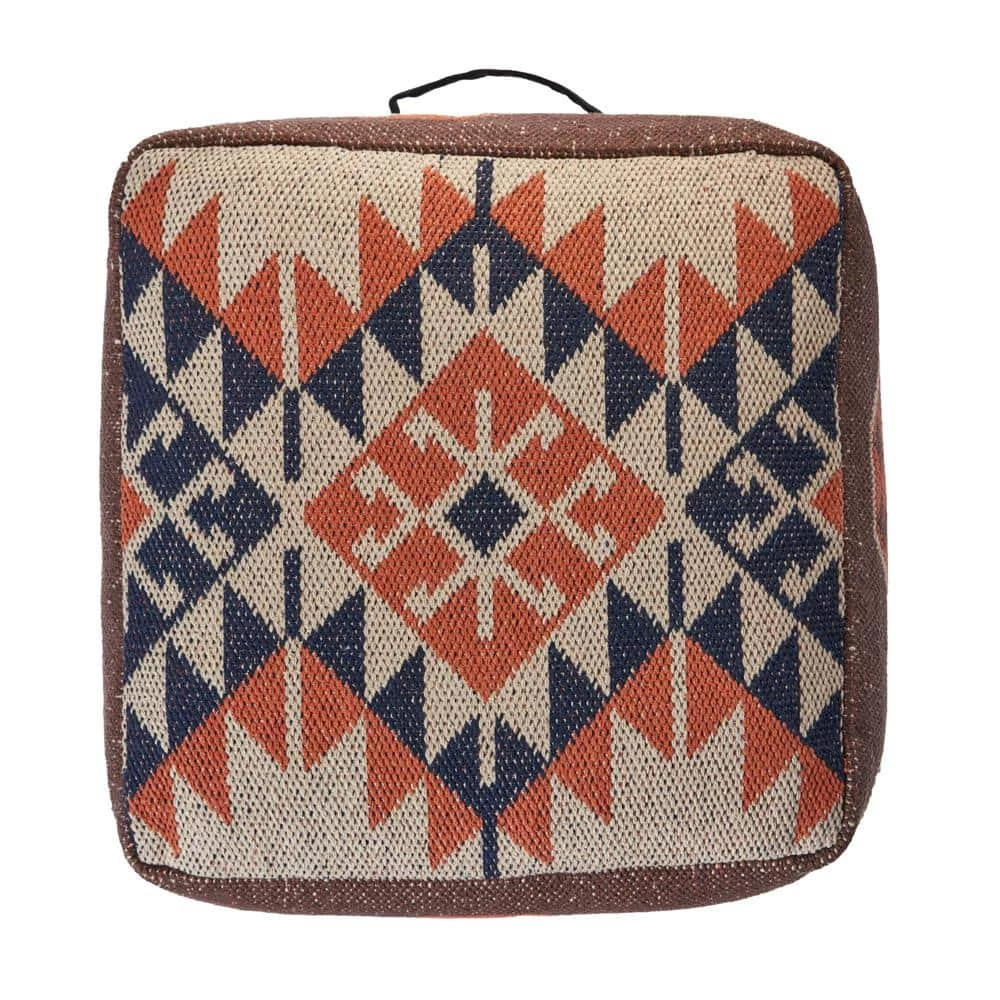 Southwest Brown Orange Western Pouf by LR Home 5 Southwest Brown Orange Western Pouf by LR Home - Image 3