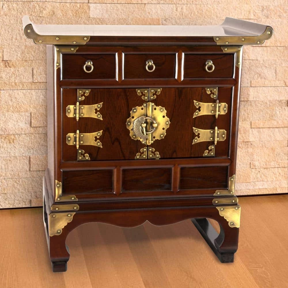 Korean Brown End Table by Oriental Furniture 5 Korean Brown End Table by Oriental Furniture - Image 3