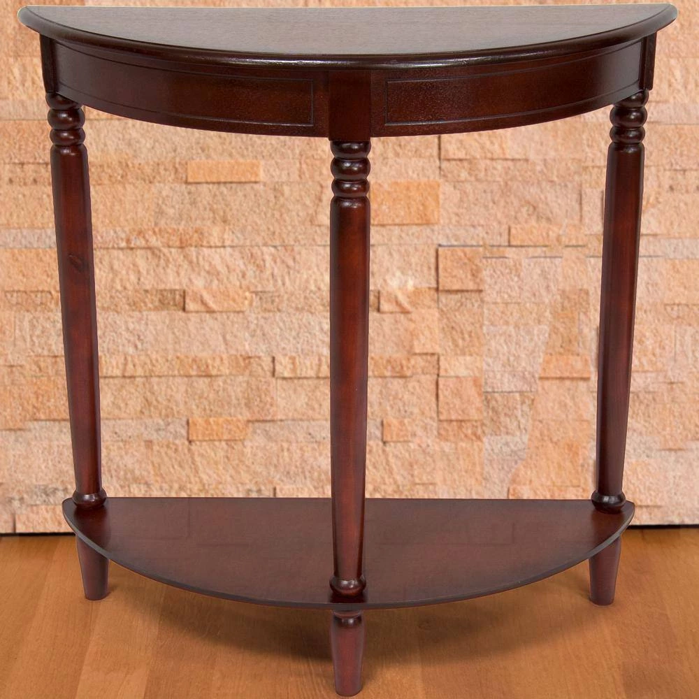 Half Round Brown End Table by Oriental Furniture 6 Half Round Brown End Table by Oriental Furniture - Image 4