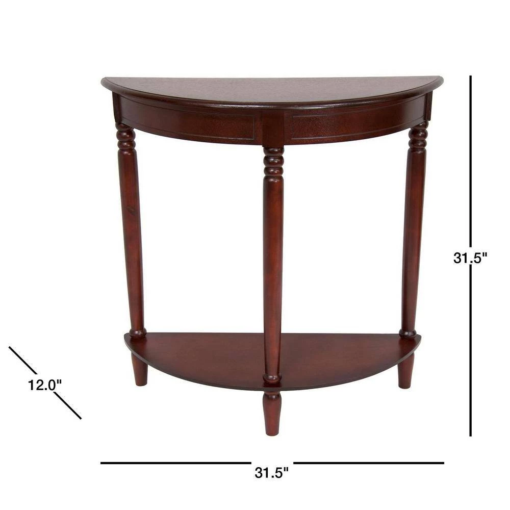 Half Round Brown End Table by Oriental Furniture 5 Half Round Brown End Table by Oriental Furniture - Image 3