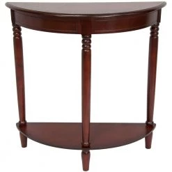 Half Round Brown End Table by Oriental Furniture