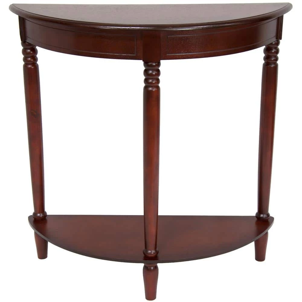 Half Round Brown End Table by Oriental Furniture 3 Half Round Brown End Table by Oriental Furniture