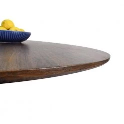 Brown Walnut Look Finish Round Pedestal Table by Elevens -Cheap LR Home Store brown walnut look finish elevens kitchen dining tables harold 1f 1000