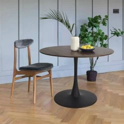 Brown Walnut Look Finish Round Pedestal Table by Elevens -Cheap LR Home Store brown walnut look finish elevens kitchen dining tables harold 31 1000