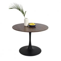 Brown Walnut Look Finish Round Pedestal Table by Elevens -Cheap LR Home Store brown walnut look finish elevens kitchen dining tables harold 4f 1000