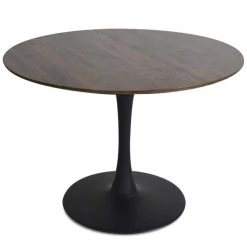 Brown Walnut Look Finish Round Pedestal Table by Elevens