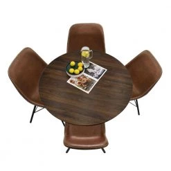 Brown Walnut Look Finish Round Pedestal Table by Elevens -Cheap LR Home Store brown walnut look finish elevens kitchen dining tables harold a0 1000