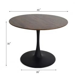 Brown Walnut Look Finish Round Pedestal Table by Elevens -Cheap LR Home Store brown walnut look finish elevens kitchen dining tables harold c3 1000