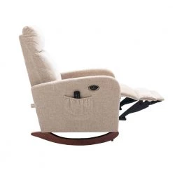 ModernCamel Fabric Seat High Back Electric Rocking Massage Chair with Heat Function and Footrest Remote Control by HOMEFUN -Cheap LR Home Store camel homefun massage chairs hfhdsn 901cm fa 1000