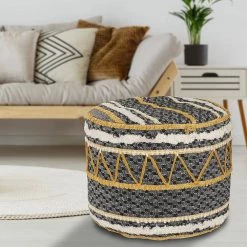 Rustic Charcoal Geometric Tufted Pouf by LR Home 11 Rustic Charcoal Geometric Tufted Pouf by LR Home -Cheap LR Home Store charcoal lr home ottomans poufs99767bkn1612 31 1000