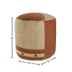 16 in. Clay Brown/Beige Rustic Industrial Block Pouf by LR Home -Cheap LR Home Store clay brown beige lr home ottomans poufs34004mlt1414 40 1000
