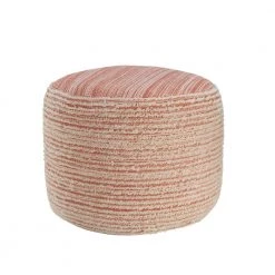 Coral/White Tropical Textured and Distressed Pouf by LR Home -Cheap LR Home Store coral white lr home ottomans poufs34025crl1612 1f 1000