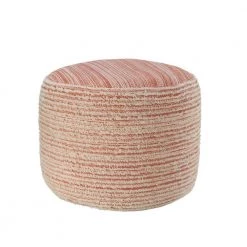 Coral/White Tropical Textured and Distressed Pouf by LR Home -Cheap LR Home Store coral white lr home ottomans poufs34025crl1612 4f 1000