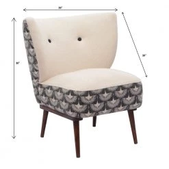 Handmade Cream/ Charcoal Animal Organic Cotton Chair by LR Home -Cheap LR Home Store cream charcoal lr home accent chairs 3662a8184d9348 76 1000