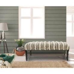 Trendy Cream Tufted Fringed Indoor Bench by LR Home 9 Trendy Cream Tufted Fringed Indoor Bench by LR Home -Cheap LR Home Store cream lr home bedroom benches bench99011crm3b14 31 1000