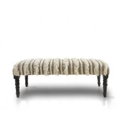 Trendy Cream Tufted Fringed Indoor Bench by LR Home