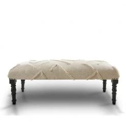 Solid Tufted Cream Indoor Bench by LR Home