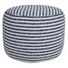 Woven Blue / White 18 in. x 18 in. x 14 in. Stripe Pouf Ottoman by LR Home