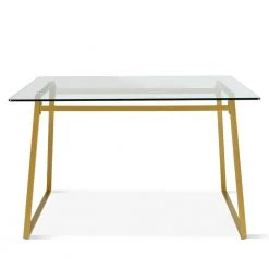 47 in. x 32 in. Rectangle Gold Tempered Glass Dining Table by Elevens