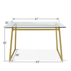 47 in. x 32 in. Rectangle Gold Tempered Glass Dining Table by Elevens -Cheap LR Home Store gold elevens kitchen dining tables mona gold c3 1000