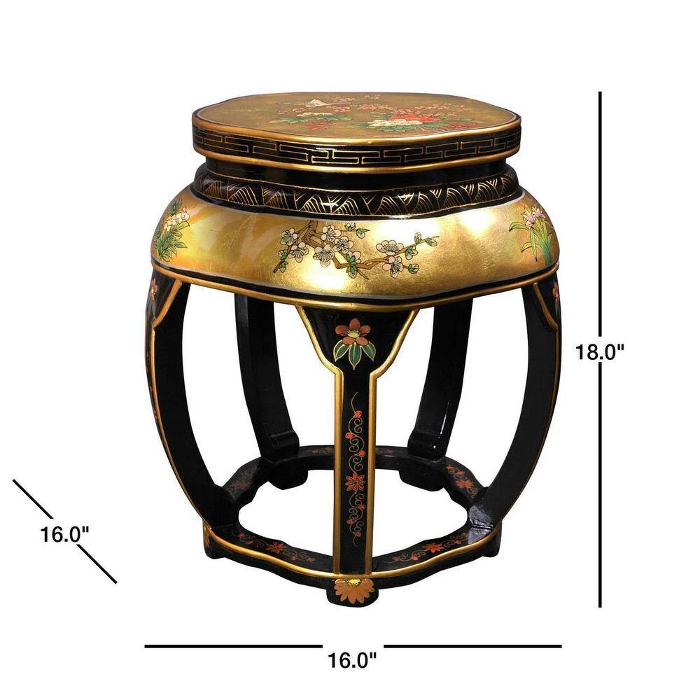 Gold Accent Ottoman by Oriental Furniture 4 Gold Accent Ottoman by Oriental Furniture - Image 2