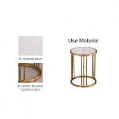 20 in. Sintered Stone Round End Table with Golden Stainless Steel Frame by HOMEFUN 14 20 in. Sintered Stone Round End Table with Golden Stainless Steel Frame by HOMEFUN -Cheap LR Home Store golden homefun end side tables hfhdsn 052gd 4f 1000