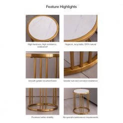 20 in. Sintered Stone Round End Table with Golden Stainless Steel Frame by HOMEFUN 18 20 in. Sintered Stone Round End Table with Golden Stainless Steel Frame by HOMEFUN -Cheap LR Home Store golden homefun end side tables hfhdsn 052gd 76 1000