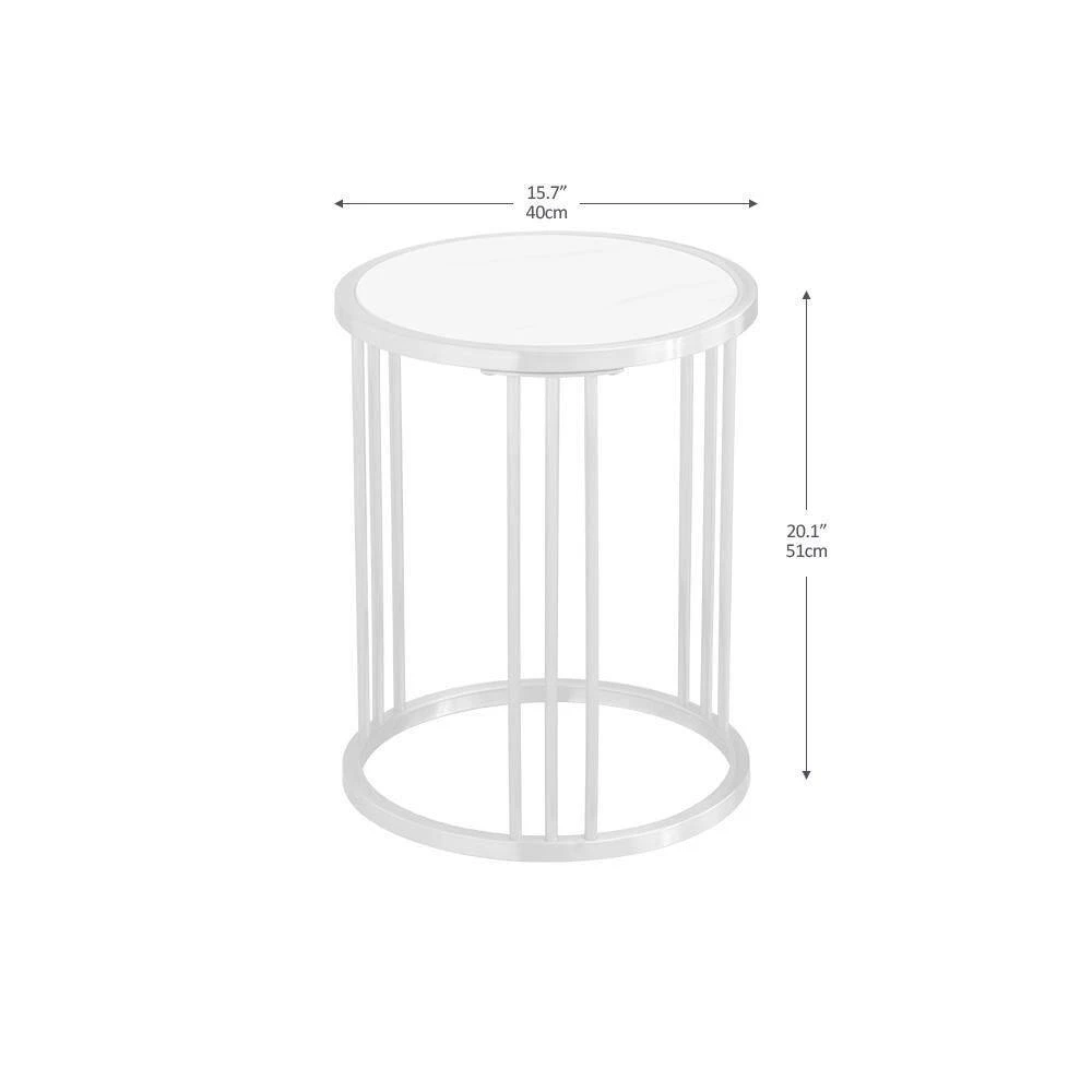 20 in. Sintered Stone Round End Table with Golden Stainless Steel Frame by HOMEFUN 9 20 in. Sintered Stone Round End Table with Golden Stainless Steel Frame by HOMEFUN - Image 7