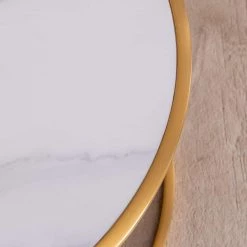 30 in. Sintered Stone Round End Table with Golden Stainless Steel Frame by HOMEFUN 15 30 in. Sintered Stone Round End Table with Golden Stainless Steel Frame by HOMEFUN -Cheap LR Home Store golden homefun end side tables hfhdsn 053dg 44 1000